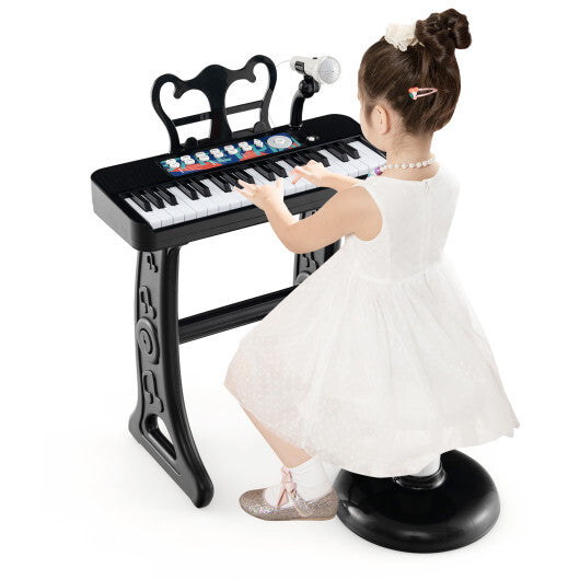 Kids Piano Keyboard 37-Key Kids Toy Keyboard Piano with Microphone for 3+ Kids-Black - Color: Black