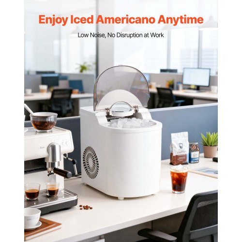 Countertop Ice Maker, 7 Cubes Ready in 6 Mins, 26 lbs per Day, Self-Cleaning Portable Machine with Ice Scoop, Ice-Making Machine with 2 Sizes Bullet Ices for Home, Kitchen, Office, Bar & Party