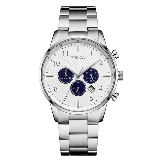 TRNDA STAINLESS STEEL MEN'S WATCH - TIMELESS SILVER STYLE WITH UNIQUE DIAL DESIGN-0