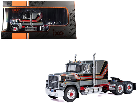 1978 Ford LTL 9000 Truck Tractor Gray Metallic with Red and Black Stripes 1/43 Diecast Model by IXO Models