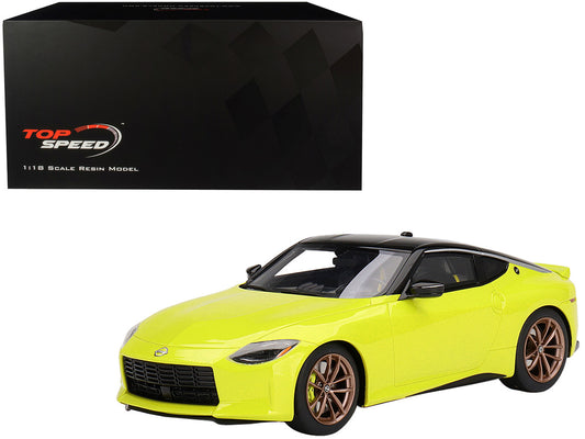 2023 Nissan Z Proto Spec Ikazuchi Yellow with Black Top 1/18 Model Car by Top Speed-0