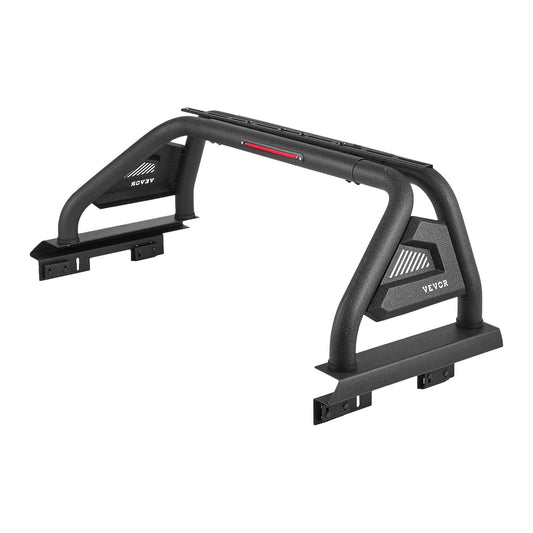 Truck Bed Roll Bar, Universal Pickup Sport Adjustable Bar Chase Rack Compatible with Mid-Size Truck, Carbon Steel Construction with LED Brake Light, No Rack Included