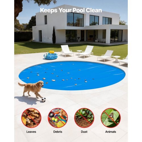 Solar Pool Cover, 15 ft Round Pool Bubble Cover, 12 Mil Pools Solar Blanket with Bubble & PE Material, Daytime Heat Absorption, Nighttime Heat Retention, Heat Retaining Solars Covers, Blue - American Smart