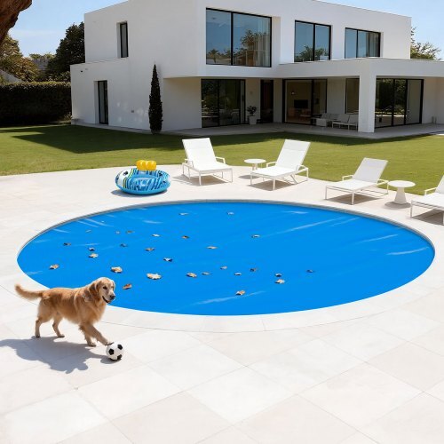 Solar Pool Cover, 15 ft Round Pool Bubble Cover, 12 Mil Pools Solar Blanket with Bubble & PE Material, Daytime Heat Absorption, Nighttime Heat Retention, Heat Retaining Solars Covers, Blue - American Smart