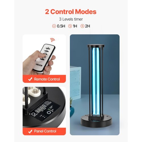 UV Light, 36W Ultraviolet Lamp with Ozone Purifier, UVC Lamp with 30/60/120 Minutes 3-Gear Timer and Remote Control, for Room up to 400 sqft, UVO Lights for Living Room, Bedroom, Hotel, School - American Smart