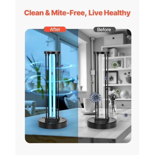 UV Light, 36W Ultraviolet Lamp with Ozone Purifier, UVC Lamp with 30/60/120 Minutes 3-Gear Timer and Remote Control, for Room up to 400 sqft, UVO Lights for Living Room, Bedroom, Hotel, School - American Smart