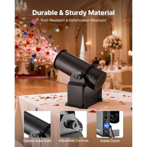 Electric Confetti Machine, 1500W Powerful Output Confetti Cannon Launcher, DMX512, Manual & Remote Control, Portable Confe-tti Shooter for Wedding Christmas Party Event Show Stage Nightclub - American Smart