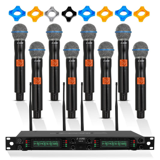 5Core Wireless Microphones 8 Channel Karaoke Professional UHF Singing Mic System Cordless Microfonos-0