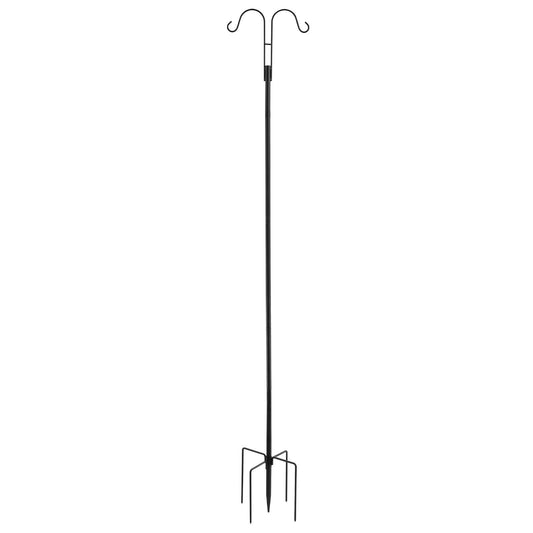 Double Shepherds Hooks for Outdoor, 8 Pack 76 Inch Heavy Duty Bird Feeder Pole, 3/4 Inch Thick Garden Hooks for Hanging Hummingbird Feeder, Plant Baskets, Solar Light Lanterns,Wind Chimes