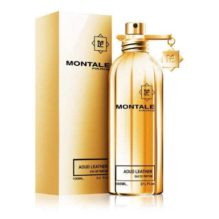 Montale Paris Aoud Leather Eau De Parfum bottle with floral and leather notes for women, featuring elegant packaging.