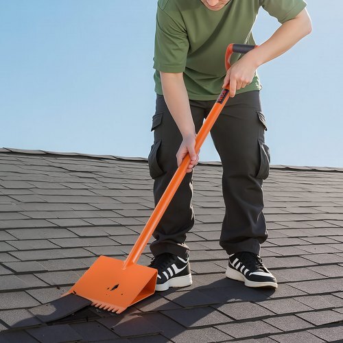 Shingle Shovel 1 Pack, D-Grip Handle Shingle Roof Ripper, High Hardness 45# Steel & Lightweight Easy Tearing Off Roofing & Nails Tool, ideal for Commercial and Residential Use,Orange - American Smart