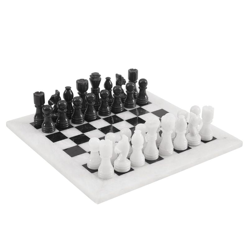 White and Black 12 Inches High Quality Marble Chess Set-1