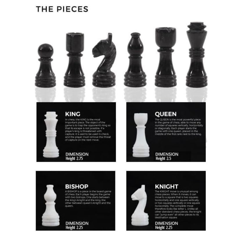 White and Black 12 Inches High Quality Marble Chess Set-3