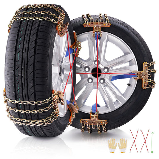 8 PCS Snow Chains, Tire Traction Wheel Chains for Tire Width 9.2-11.2 in/235-285 mm, Manganese Alloy Steel Emergency Tire Chains for Cars, Pickups, SUVs, and Trucks