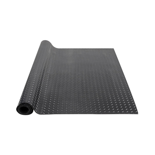 Diamond-Plate Rubber Flooring Roll, 3 mm x 4 ft x 8 ft Garage Floor Mat, SBR Rubber Garage Flooring Roll, Easy to Clean, Diamond Plate Rubber Mat for Under Cars, Garage Industry Gym, Black - American Smart