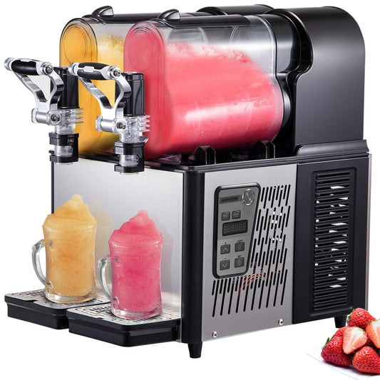 Commercial Slushy Machine, 3Lx2 Double Tank Frozen Drink Machine, 24 Cups Stainless Steel Margarita Smoothie Frozen Drink Maker, Slushie Maker for Home Party Restaurants Cafe Bars - American Smart