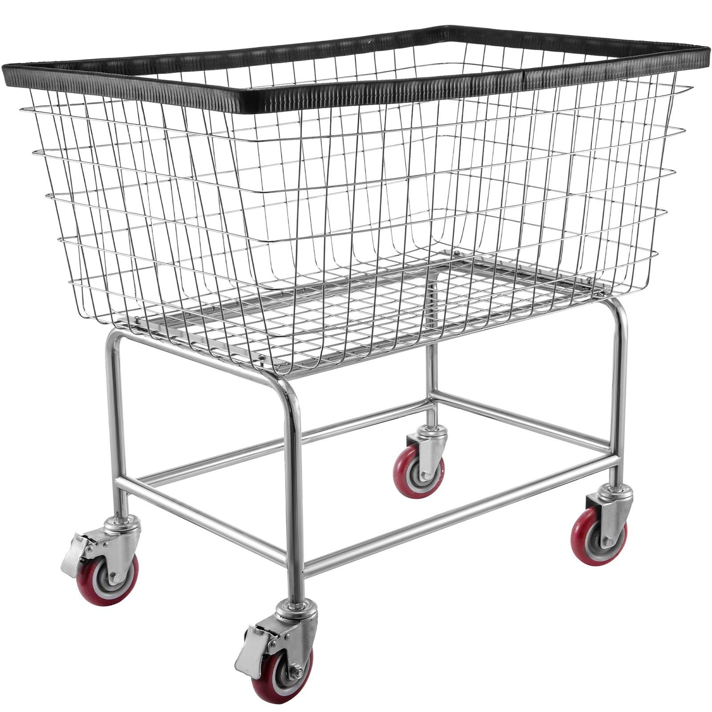 Wire Laundry Cart, 4.5 Bushel Wire Laundry Basket with Wheels, 35''x15.7''x22'' Commercial Wire Laundry Basket Cart, Steel Frame with Chrome Finish, 5'' Casters, Wire Basket Cart for Lau - American Smart