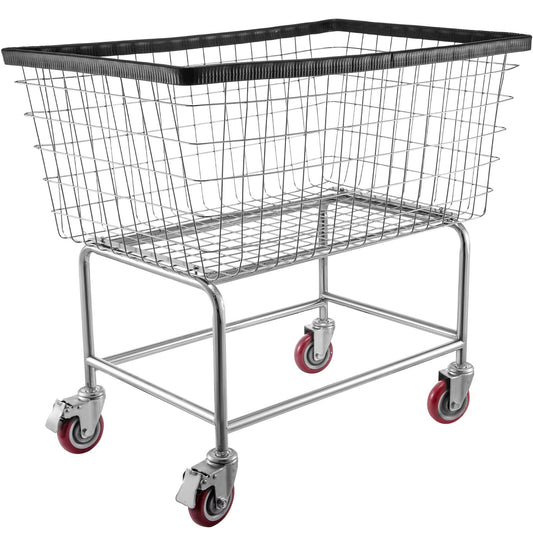 Wire Laundry Cart, 4.5 Bushel Wire Laundry Basket with Wheels, 35''x15.7''x22'' Commercial Wire Laundry Basket Cart, Steel Frame with Chrome Finish, 5'' Casters, Wire Basket Cart for Lau - American Smart