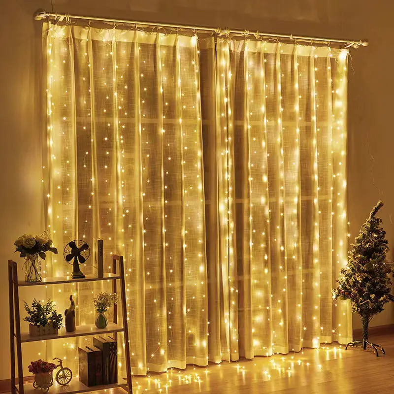 3x3m USB LED Copper Wire Curtain String Light