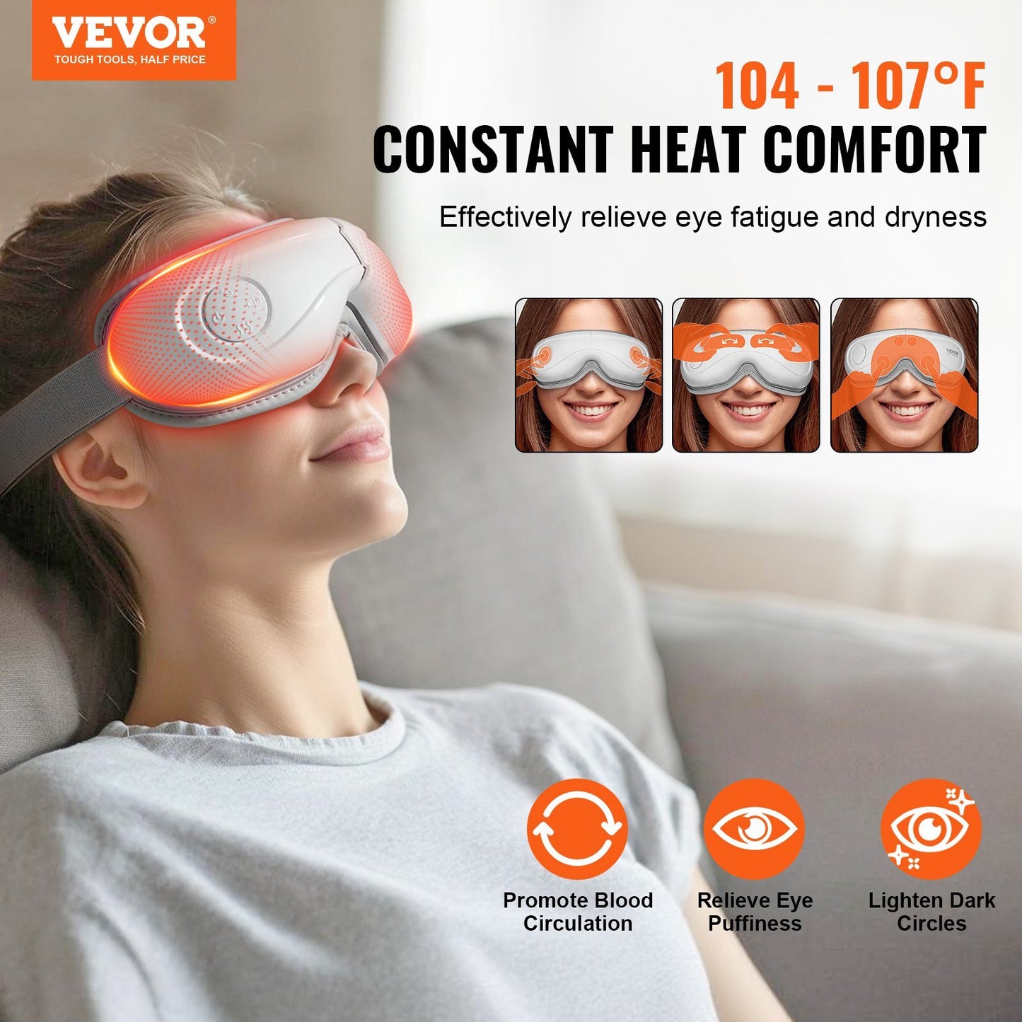 Eye Massager with Heat & Remote, Heated Eye Massage Mask with 5 Modes and Bluetooth Music, 180? Foldable Eye Care Massager for Eye Strain, Dry Eyes, Dark Circles, Ideal Gift for Mom/Dad, Black
