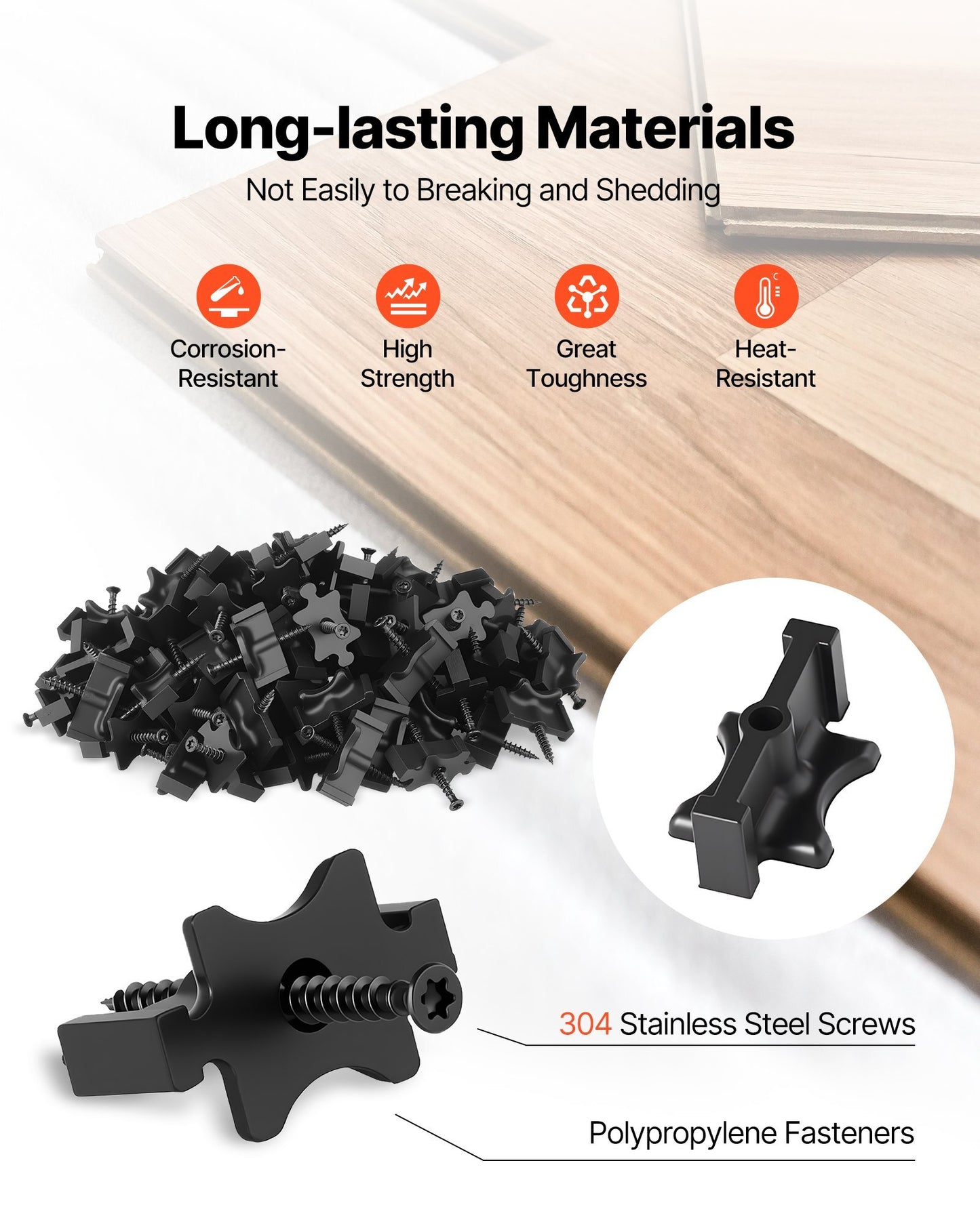 600PCS Hidden Deck Fasteners for Composite Decking Board, Universal Composite T Clips & Plastic Hidden Fasteners with Metal Screws,Polypropylene PP Clips Works with 0.26 inch Gaps, Black