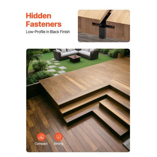 600PCS Hidden Deck Fasteners for Composite Decking Board, Universal Composite T Clips & Plastic Hidden Fasteners with Metal Screws,Polypropylene PP Clips Works with 0.26 inch Gaps, Black