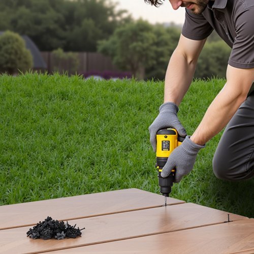 600PCS Hidden Deck Fasteners for Composite Decking Board, Universal Composite T Clips & Plastic Hidden Fasteners with Metal Screws,Polypropylene PP Clips Works with 0.26 inch Gaps, Black