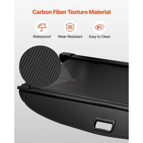Retractable Cargo Cover, Upgraded Carbon Fiber Texture Trunk Cover, Anti-Peeping Luggage Privacy Shield, Easy Installation Security Shade with Cargo Net, for Hyundai Tucson 2021-2025 5-Seater