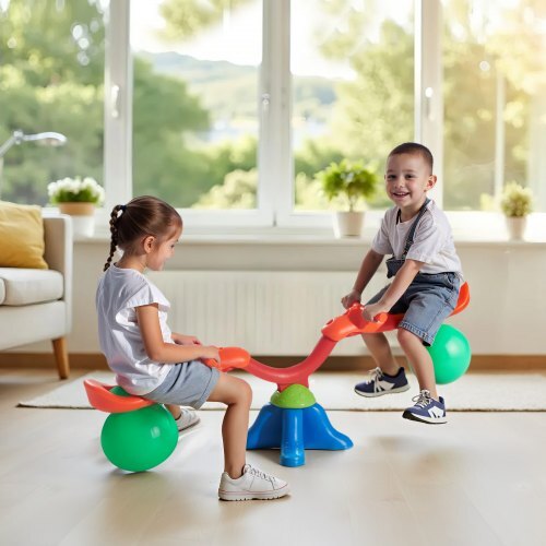 Kids Seesaw, 55 lbs Load Capacity per Seat, Sit and Spin Teeter Totter with Handles, Kids Outdoor Playground Equipment, Swiveling 360 Degrees Rotating for Children Aged 3+, Multi Colored - American Smart