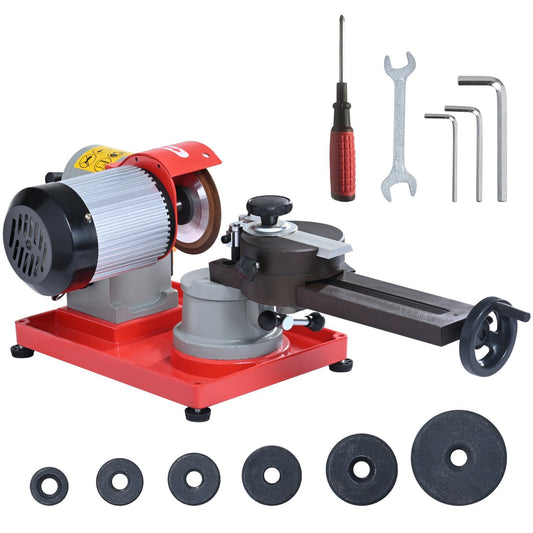 Circular Saw Blade Sharpener, 370W 3600RPM Rotary Angle Mill Grinder, Saw Blade Grinding Sharpening Machine with 6 Saw Centerings, 5-inch Grinding Wheel for Carbide Tipped Saw Blades