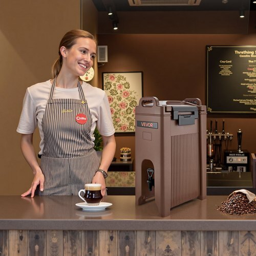 Insulated Beverage Dispenser, 5 Gal/19L Hot and Cold Beverage Server with Spigot & Handle, Food-Grade Thermal Drink Dispenser Cooler for Tea Coffee Water in Cafes & Restaurants, Brown - American Smart