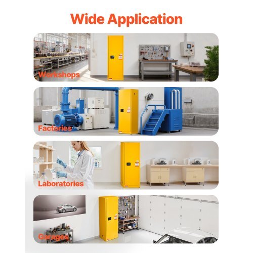 Flammable Cabinet, 23.2 x 18.1 x 65.0 inch, 23 Gallon Flammable Storage Cabinet with Adjustable Shelf, Cold-Rolled and Galvanized Steel Fire Cabinets, for Commercial Industrial Home Use, Yellow - American Smart