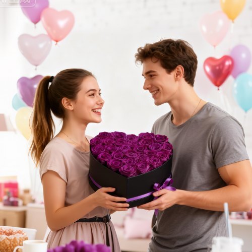 Forever Flowers, 27 Preserved Roses in Heart Shape Box, Eternal Flowers Immortal Bouquet Birthday Present for Women Her Wife Mothers, Anniversary, Valentine's Day,Christmas, Purple - American Smart