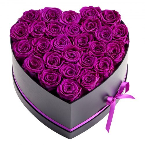 Forever Flowers, 27 Preserved Roses in Heart Shape Box, Eternal Flowers Immortal Bouquet Birthday Present for Women Her Wife Mothers, Anniversary, Valentine's Day,Christmas, Purple - American Smart