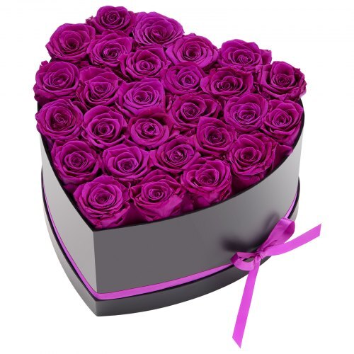 Forever Flowers, 27 Preserved Roses in Heart Shape Box, Eternal Flowers Immortal Bouquet Birthday Present for Women Her Wife Mothers, Anniversary, Valentine's Day,Christmas, Purple - American Smart