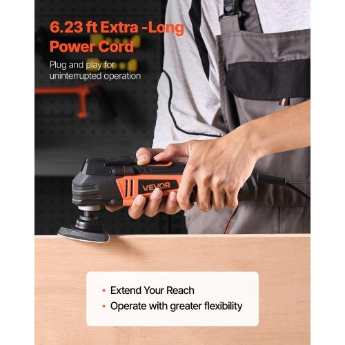 Multitool Oscillating Tool, 4Amps Electric Oscillating Multi Tool Corded with 6 Variable Speeds 7000 - 19000 OPM, 3.2? Oscillating Angle, 13PCS Saw Accessories, LED Work Light & Tool Bag - American Smart