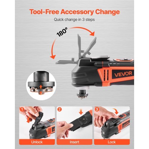Multitool Oscillating Tool, 4Amps Electric Oscillating Multi Tool Corded with 6 Variable Speeds 7000 - 19000 OPM, 3.2? Oscillating Angle, 13PCS Saw Accessories, LED Work Light & Tool Bag - American Smart