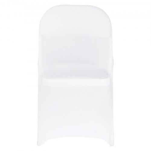 White polyester spandex chair covers by VEVOR, stretch slipcovers for wedding and banquet chairs up to 30 inches tall.
