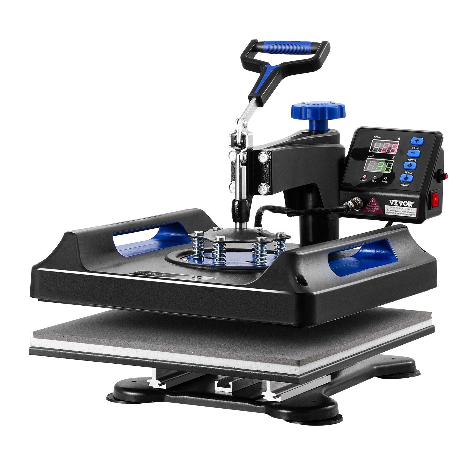 Heat Press Machine, 15 x 15 inch, 8 in 1 Heat Transfer Machine with 30 oz Tumbler Press, 360? Swing Away Digital T-Shirt Pressing, Teflon Coating, for T-Shirts/Mugs/Hats/Plates, Black+Blue - American Smart