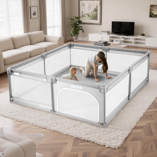 Baby Playpen, 78.7 x 58.7 Large Toddlers Playpen, Indoor/Outdoor Baby Fence Play Yard with 50 Ocean Balls, Zippered Door & Breathable Mesh, No-Gap Safety Activity Center for Babies Toddlers - American Smart