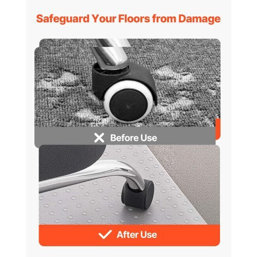 Chair Mat, 36 x 48-inch Office Chair Mat for Carpeted Floors, Plastic Floor Protector Rug with Studded, Non-Slip & Easy to Clean, Smooth Glide Under Desk Rug for Home Office (Rectangular) - American Smart
