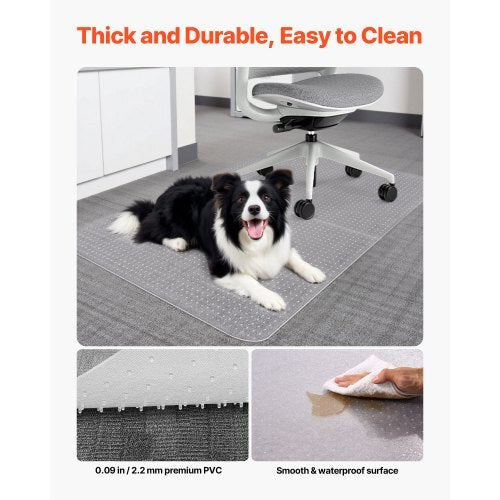 Chair Mat, 36 x 48-inch Office Chair Mat for Carpeted Floors, Plastic Floor Protector Rug with Studded, Non-Slip & Easy to Clean, Smooth Glide Under Desk Rug for Home Office (Rectangular) - American Smart