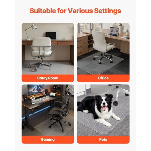 Chair Mat, 36 x 48-inch Office Chair Mat for Carpeted Floors, Plastic Floor Protector Rug with Studded, Non-Slip & Easy to Clean, Smooth Glide Under Desk Rug for Home Office (Rectangular) - American Smart