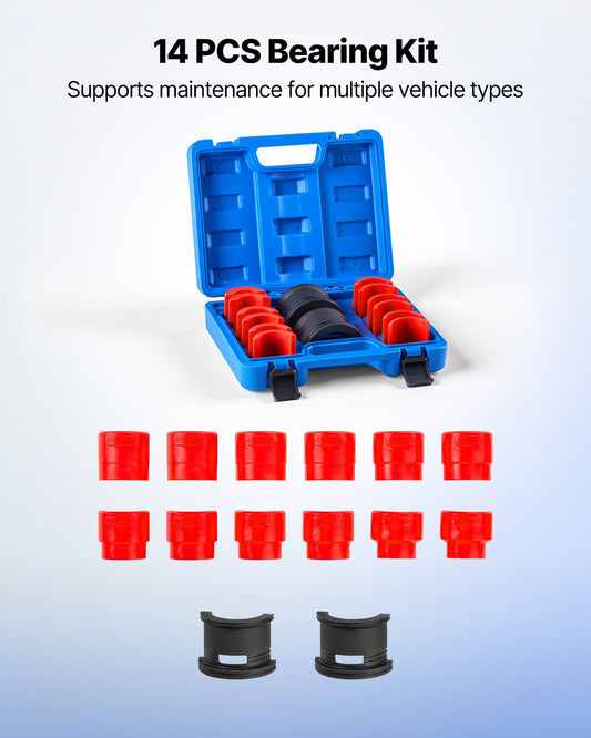 Bearing Press Kit, 14 Pcs, Bearing Race and Seal Driver Set with Bushings and Adapters, Bushing Driver Tool Set, Heavy Duty Carbon Steel Seal Removal Installation Tool Kit with Storage Case - American Smart