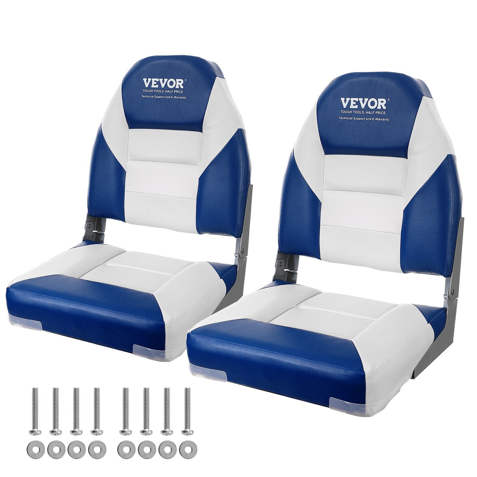 Boat Seats, 21.85" High Back Boat Seat, Folding Boat Chair with Thickened Sponge Padding and Hinge, Fold-Down Boat Captain Chairs for Fishing Boat, Sightseeing Boat, Speedboat, Canoe, 2-Pack - American Smart