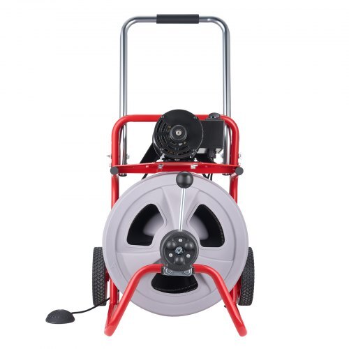 Drain Cleaner Machine 75 FT x 1/2 Inch, Auto Feed Sewer Snake Drain Auger on Wheels, Portable Drain Cleaning Machine with 8 Cutters & Air-Activated Foot Switch for 2" to 6" Pipes - American Smart