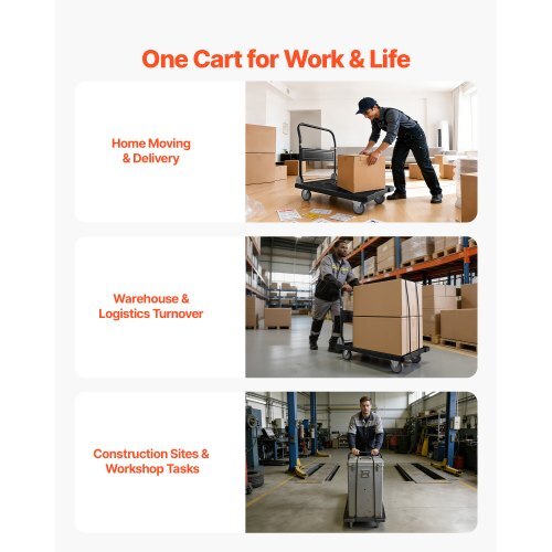 Foldable Push Cart Dolly, 1000 lbs Capacity, Folding Platform Truck with Swivel Wheels, Moving Platform Hand Truck Flatbed Cart, Space Saving Push Handle, for Easy Storage, 35.2 x 23.4 x 33.5 in - American Smart
