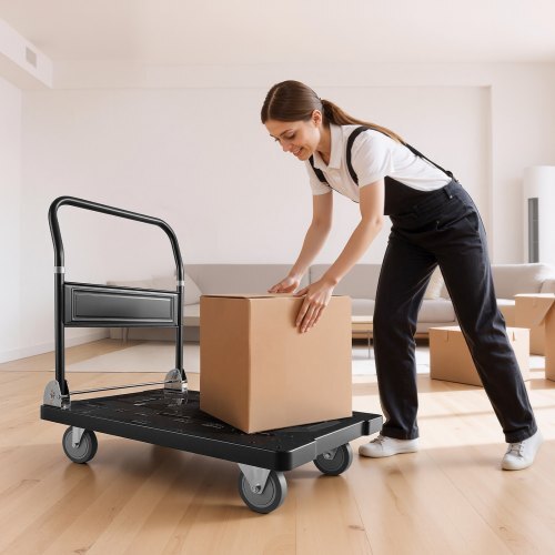 Foldable Push Cart Dolly, 1000 lbs Capacity, Folding Platform Truck with Swivel Wheels, Moving Platform Hand Truck Flatbed Cart, Space Saving Push Handle, for Easy Storage, 35.2 x 23.4 x 33.5 in - American Smart