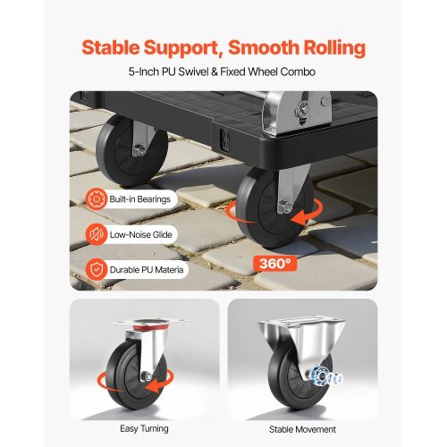 Foldable Push Cart Dolly, 660 lbs Capacity, Folding Platform Truck with Swivel Wheels, Moving Platform Hand Truck Flatbed Cart, Space Saving Push Handle, for Easy Storage, 35.2 x 23.4 x 33.5 in - American Smart