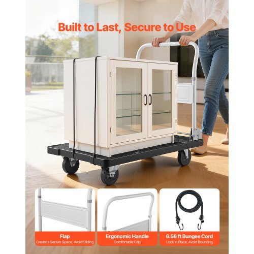 Foldable Push Cart Dolly, 660 lbs Capacity, Folding Platform Truck with Swivel Wheels, Moving Platform Hand Truck Flatbed Cart, Space Saving Push Handle, for Easy Storage, 35.2 x 23.4 x 33.5 in - American Smart